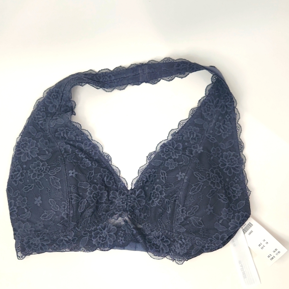 🔥 Gilly Hicks by Hollister Bralette Blue Gray Size L NEW